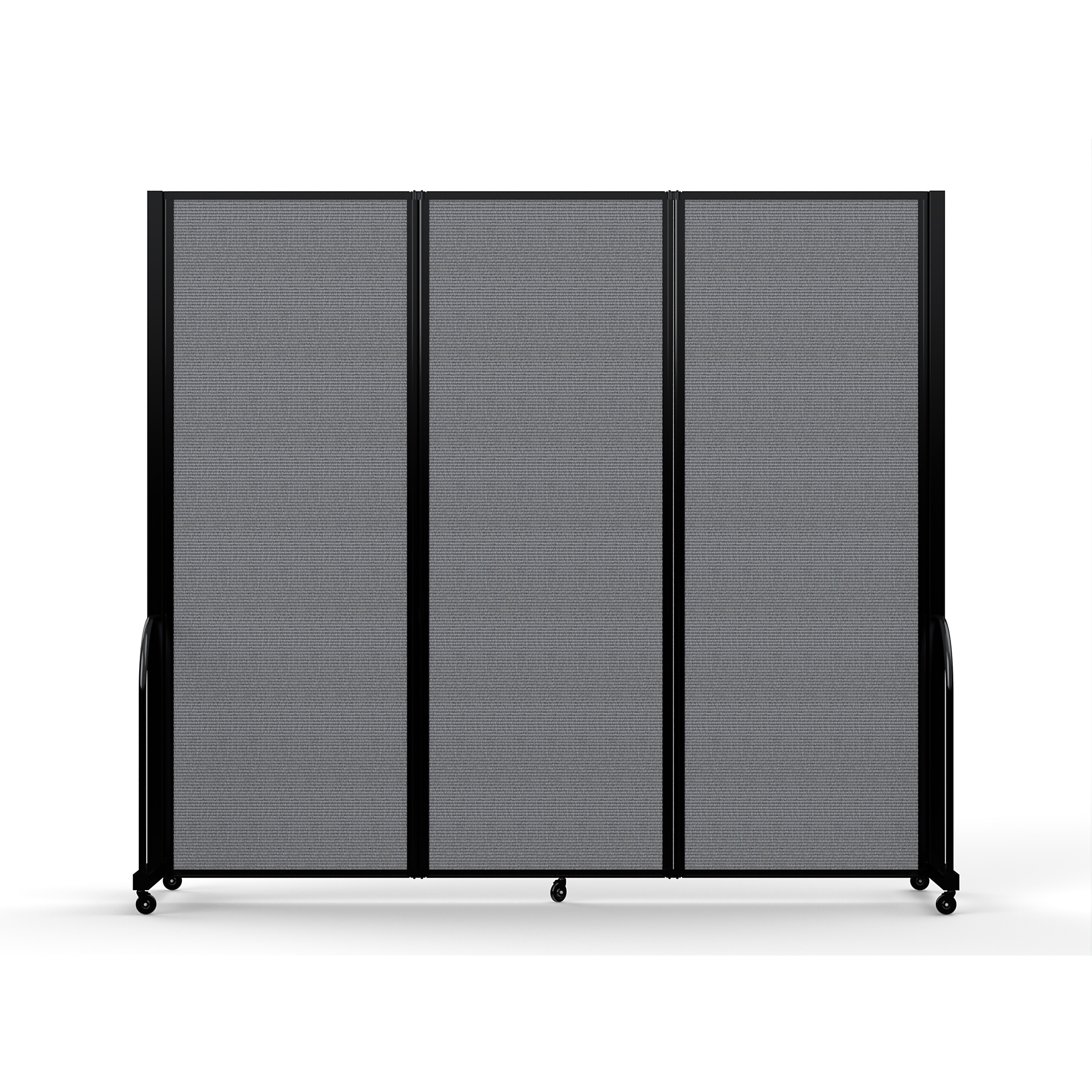 Screenflex Full Motion Divider — 7ft. 6in. x 8ft. 7in., Black Frame, Stone, Model# FSH-763-B-DG